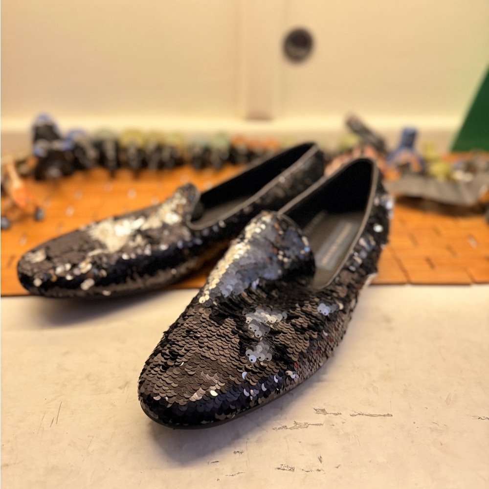 Runway Elegant Black Sequin Loafers for Men - Picture 3 of 8